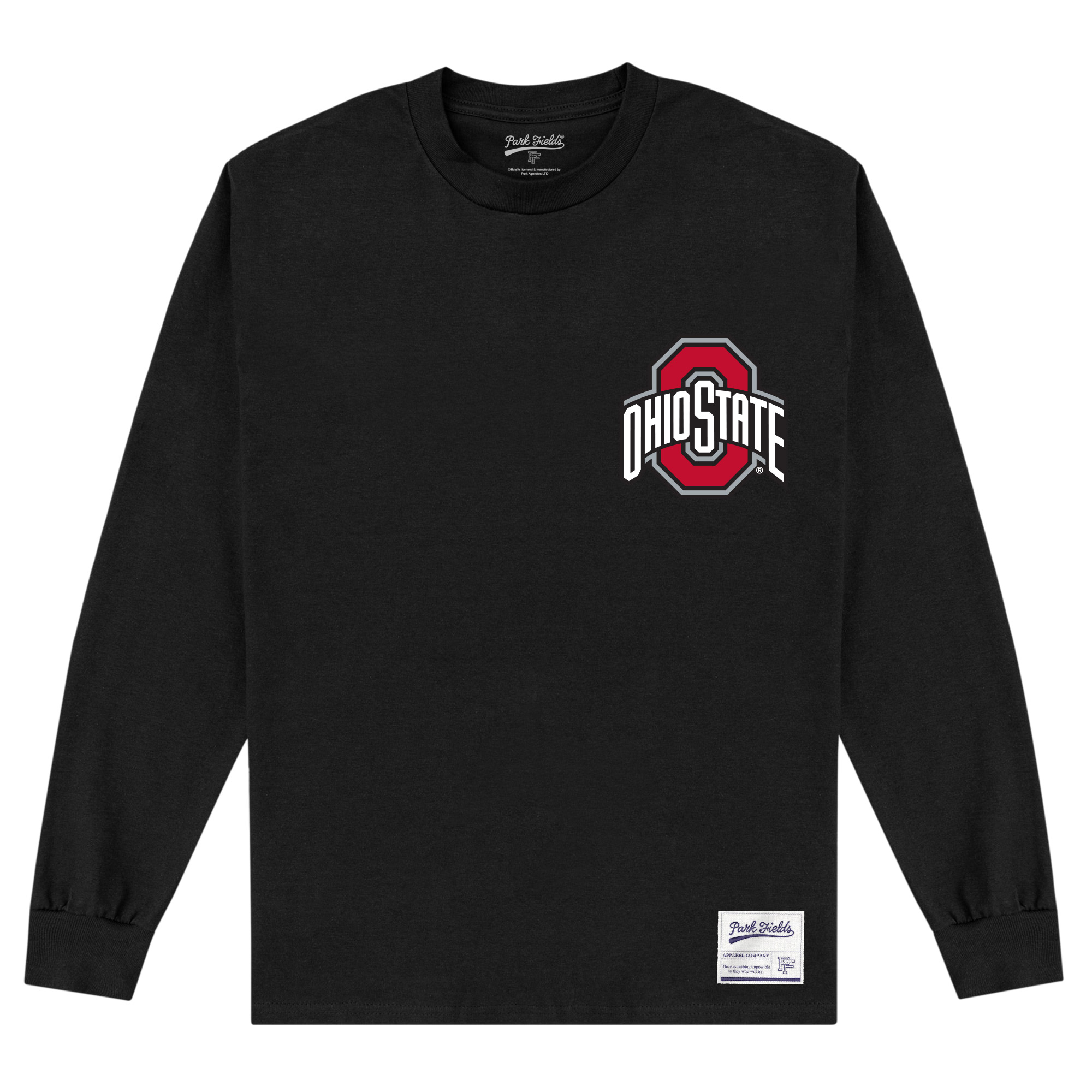 Official Ohio State University T-Shirt Black Long Sleeve Print Crew Neck Tee Top