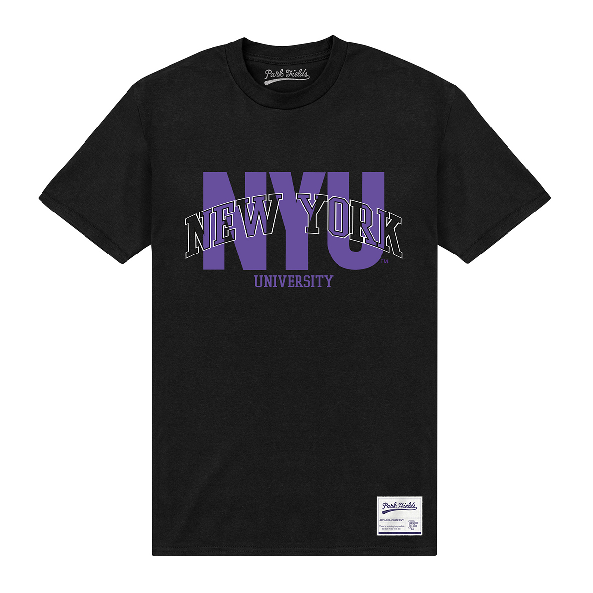Official New York University Script T-shirt Black Short Sleeve Crew Neck Tee Top