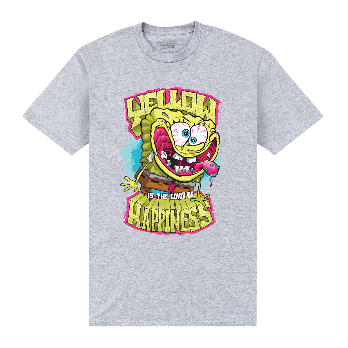 Official SpongeBob SquarePants Yellow Happiness T-Shirt Short Sleeve Crew Tee